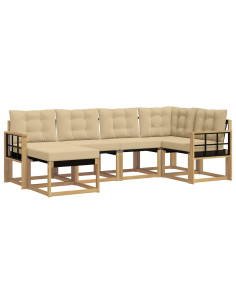 Set di divani da esterno con cuscino 6 pcs Bianco e Beige 2