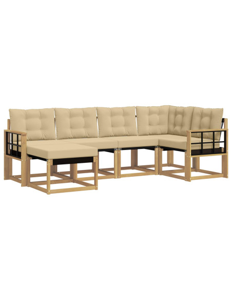 Set di divani da esterno con cuscino 6 pcs Bianco e Beige
