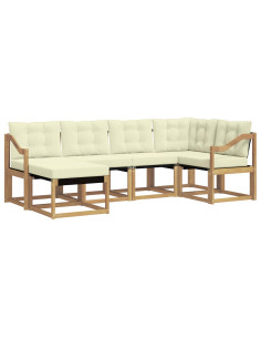 Set di divani da esterno con cuscino 6 pcs Bianco e Crema 2
