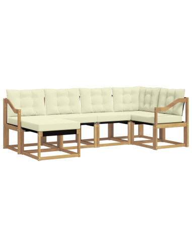 Set di divani da esterno con cuscino 6 pcs Bianco e Crema