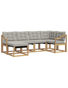 Set di divani da esterno 6 pcs Bianco e Grigio Chiaro 2