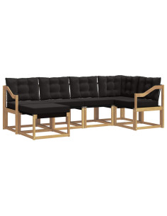 Set di divani da esterno con cuscino 6 pcs Bianco e Nero 2