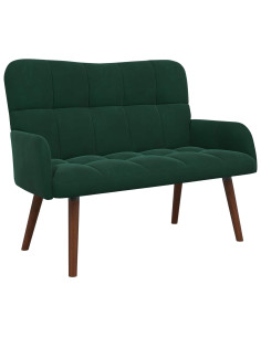 Sofa a Due Posti Verde Scuro 115 x 61 x 87 cm Velluto 2