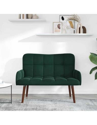 Sofa a Due Posti Verde Scuro 115 x 61 x 87 cm Velluto