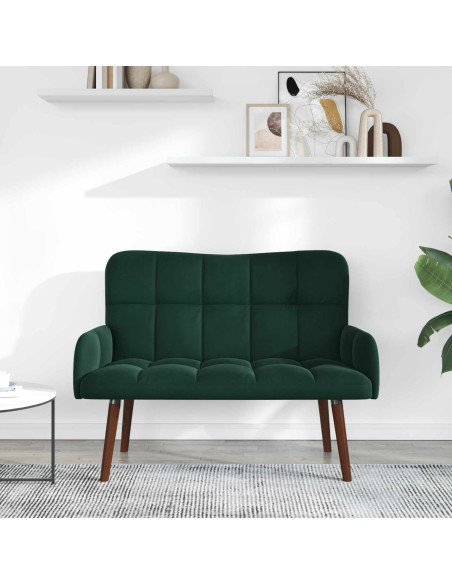 Sofa a Due Posti Verde Scuro 115 x 61 x 87 cm Velluto
