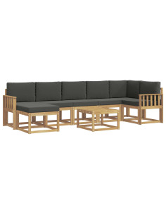 Set di divani da esterno 8 pcs Bianco e Antracite Poliestere 2