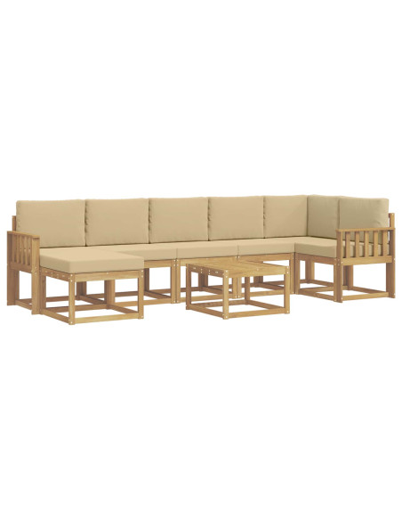 Set di divani da esterno 8 pcs Bianco e Beige Poliestere