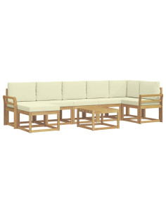 Set di divani da esterno 8 pcs Bianco e Crema Poliestere 2