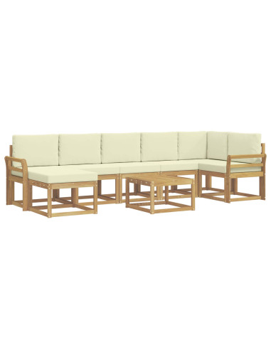 Set di divani da esterno 8 pcs Bianco e Crema Poliestere