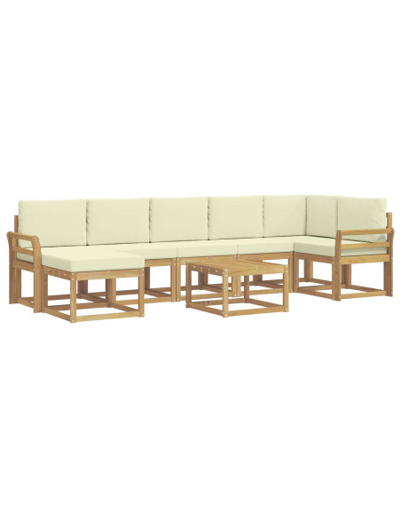 Set di divani da esterno 8 pcs Bianco e Crema Poliestere