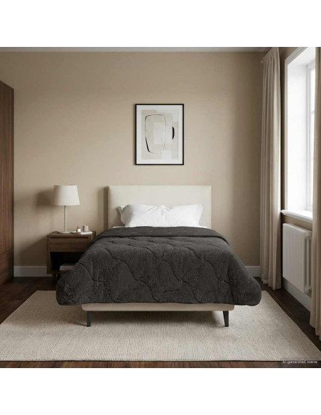 Duvet Estivo Antracite 135 x 200 cm Microfibra e Fleece Teddy