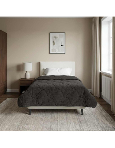Duvet Estivo Antracite 155 x 220 cm Microfibra e Fleece Teddy