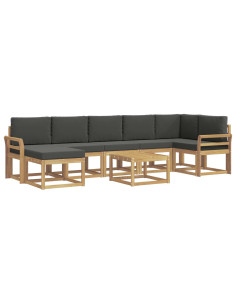 Set di divani da esterno 8 pcs Bianco e Antracite Poliestere 2