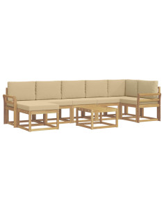Set di divani da esterno 8 pcs Bianco e Beige Poliestere 2