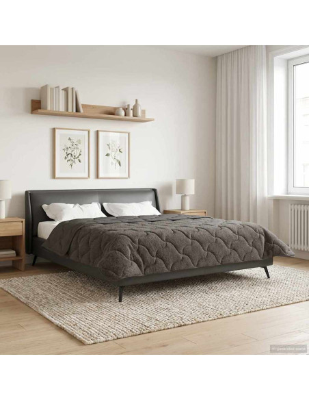 Duvet Estivo Antracite 220 x 240 cm Microfibra e Fleece Teddy