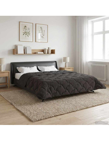Duvet Estivo Antracite 220 x 260 cm Microfibra e Fleece Teddy