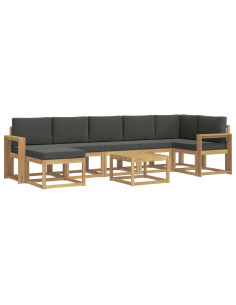 Set di divani da esterno 8 pcs Bianco e Antracite Poliestere 2