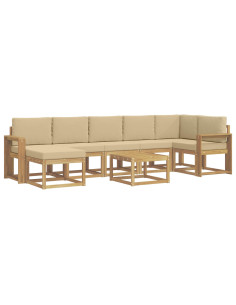Set di divani da esterno 8 pcs Bianco e Beige Poliestere 2
