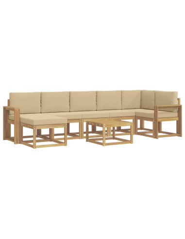 Set di divani da esterno 8 pcs Bianco e Beige Poliestere