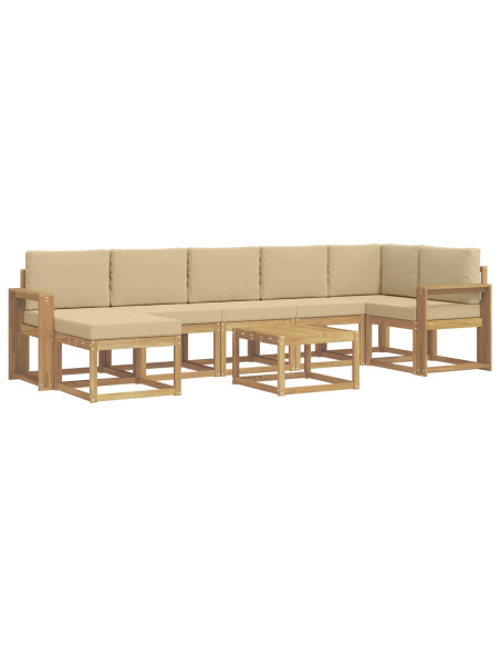 Set di divani da esterno 8 pcs Bianco e Beige Poliestere