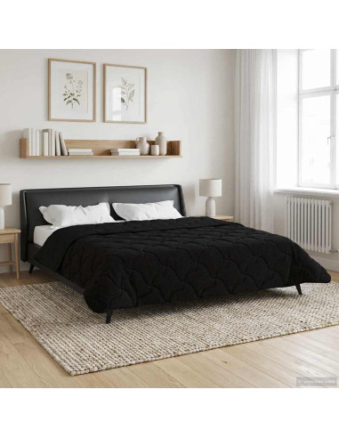 Duvet Estivo Nero 200 x 200 cm Microfibra e Fleece Teddy