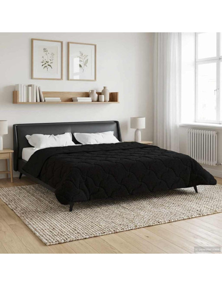 Duvet Estivo Nero 200 x 200 cm Microfibra e Fleece Teddy