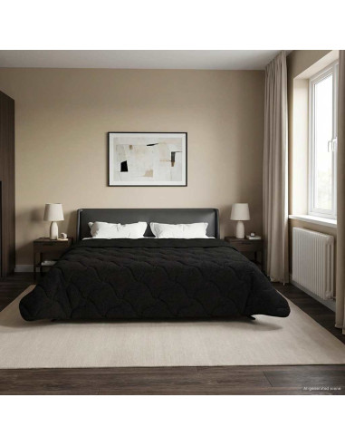 Duvet Estivo Nero 200 x 240 cm Microfibra e Fleece Teddy