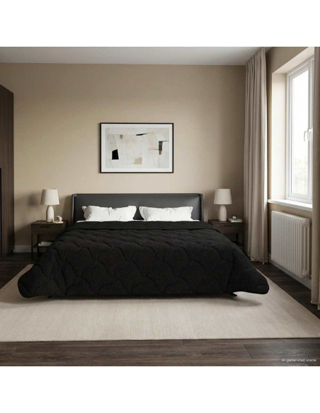 Duvet Estivo Nero 200 x 240 cm Microfibra e Fleece Teddy