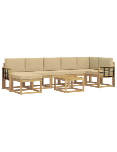 Set di divani da esterno 8 pcs Bianco e Beige Poliestere 2