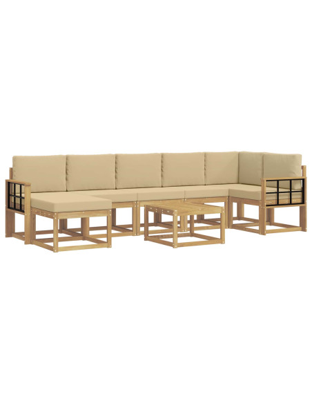 Set di divani da esterno 8 pcs Bianco e Beige Poliestere