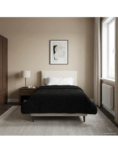 Duvet Estivo Nero 135 x 200 cm Microfibra e Fleece Teddy