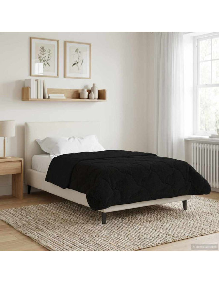 Duvet Estivo Nero 140 x 220 cm Microfibra e Fleece Teddy