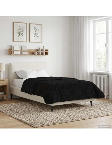 Duvet Estivo Nero 155 x 220 cm Microfibra e Fleece Teddy