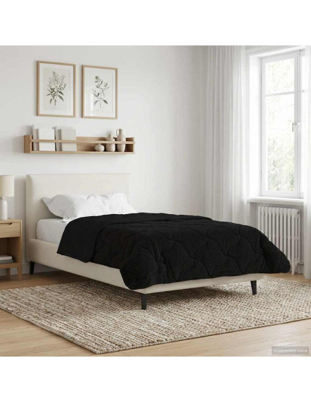 Duvet Estivo Nero 155 x 220 cm Microfibra e Fleece Teddy
