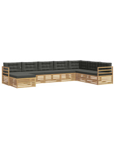 Set di divani da esterno 8 pcs Bianco e Antracite Poliestere 2