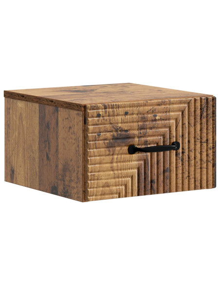 Mobiletto da notte a muro 2 pcs Legno antico 34,5 x 33 x 20 cm