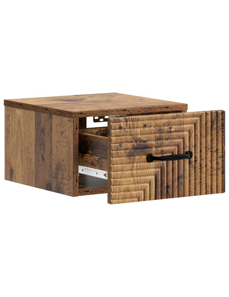 Mobiletto da notte a muro 2 pcs Legno antico 34,5 x 33 x 20 cm