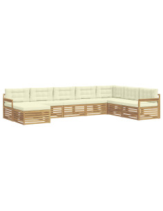 Set di divani da esterno con cuscino 8 pcs Bianco e Crema 2