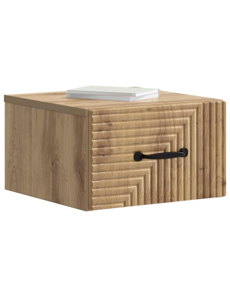 Mobiletto da notte a muro con cassetto 2 pcs Rovere Artigianale