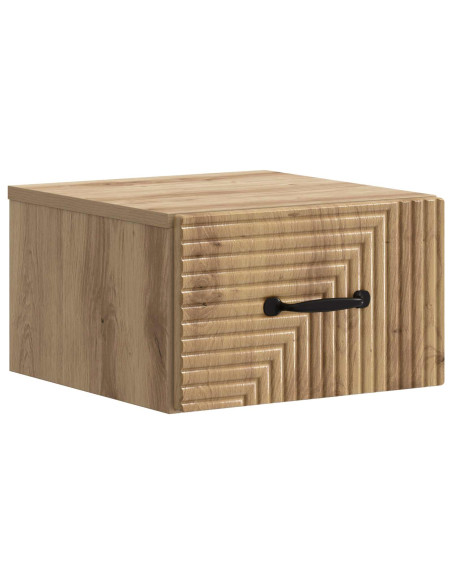 Mobiletto da notte a muro con cassetto 2 pcs Rovere Artigianale