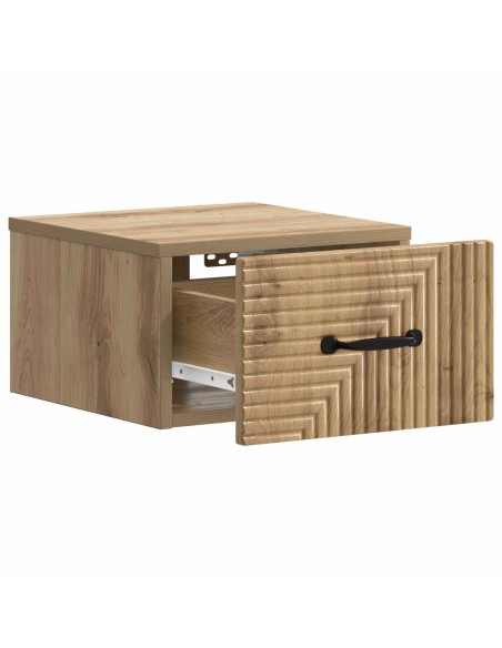 Mobiletto da notte a muro con cassetto 2 pcs Rovere Artigianale