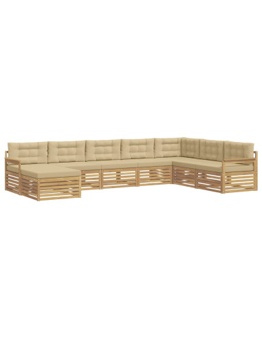 Set di divani da esterno con cuscino 8 pcs Bianco e Beige