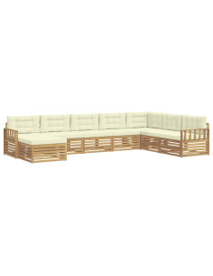 Set di divani da esterno con cuscino 8 pcs Bianco e Crema 2