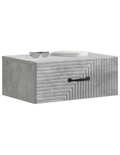 Mobiletto da notte a muro con cassetto 2 pcs Grigio Cemento 2