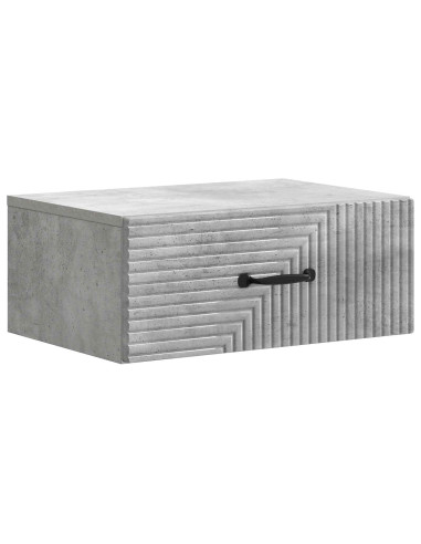 Mobiletto da notte a muro con cassetto 2 pcs Grigio Cemento