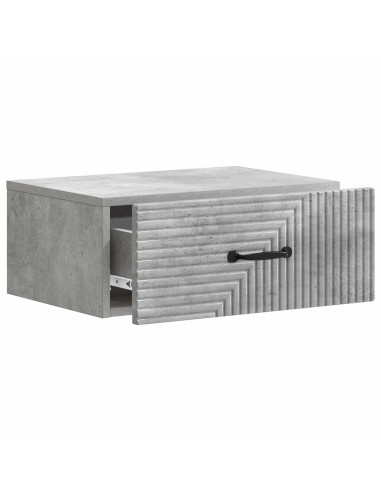 Mobiletto da notte a muro con cassetto 2 pcs Grigio Cemento