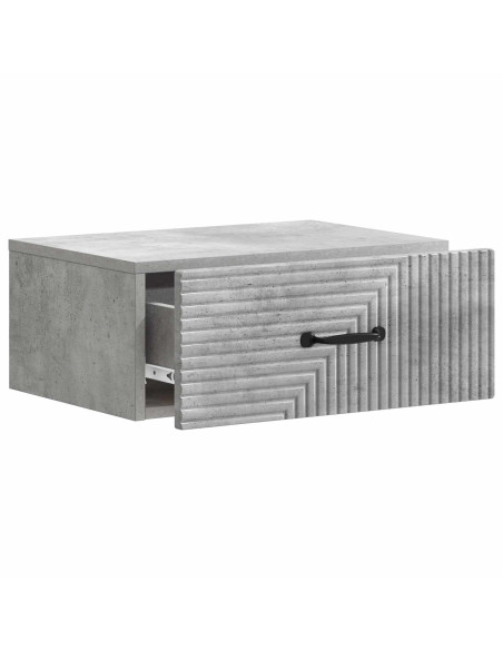 Mobiletto da notte a muro con cassetto 2 pcs Grigio Cemento