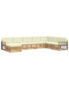 Set di divani da esterno con cuscino 8 pcs Bianco e Crema 2