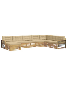 Set di divani da esterno con cuscino 8 pcs Bianco e Beige 2