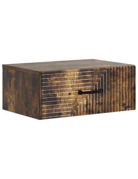 Mobiletto da notte a muro 2 pcs Rovere Fumo 49 x 34,5 x 20 cm